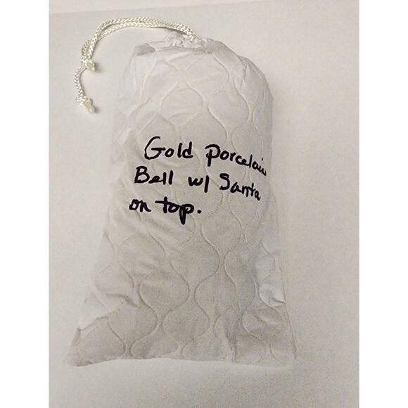 Vintage World Bazaars Inc. Holiday Collection Gold Suited Porcelain Santa Bell - Picture 10 of 10